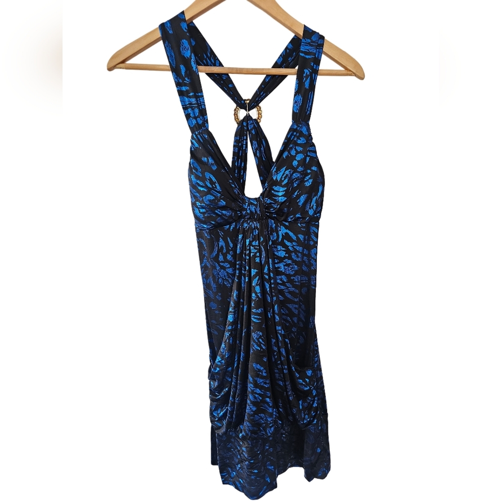 Blue and Black Halter Dress
